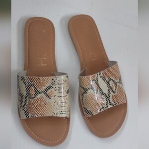 Tan and Cream Snake Print Women's Sandals
